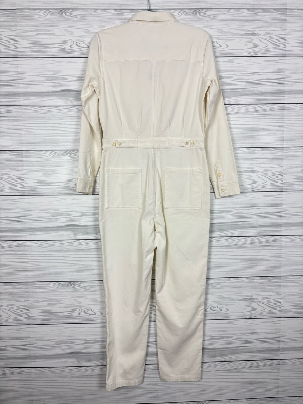 NWT Outerknown S.E.A Corduroy Long Sleeve Jumpsuit Salt White XS - Picture 7 of 11